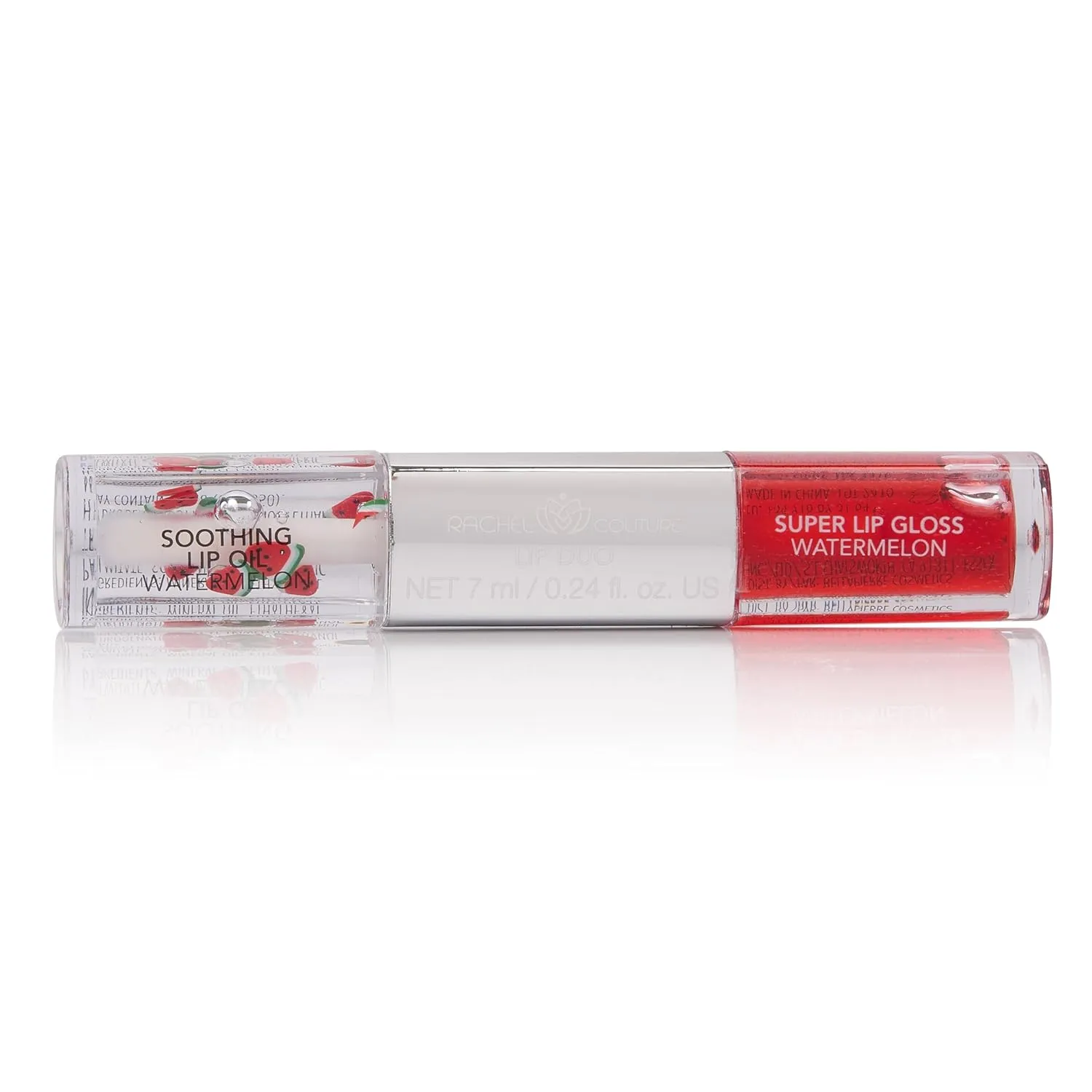 Rachel Couture Fruity Lip Duo Sheer Lip Gloss & Clear Lip Oil | Non-Sticky, Vegan Formula | Cruelty-Free, Non-Toxic - Watermelon