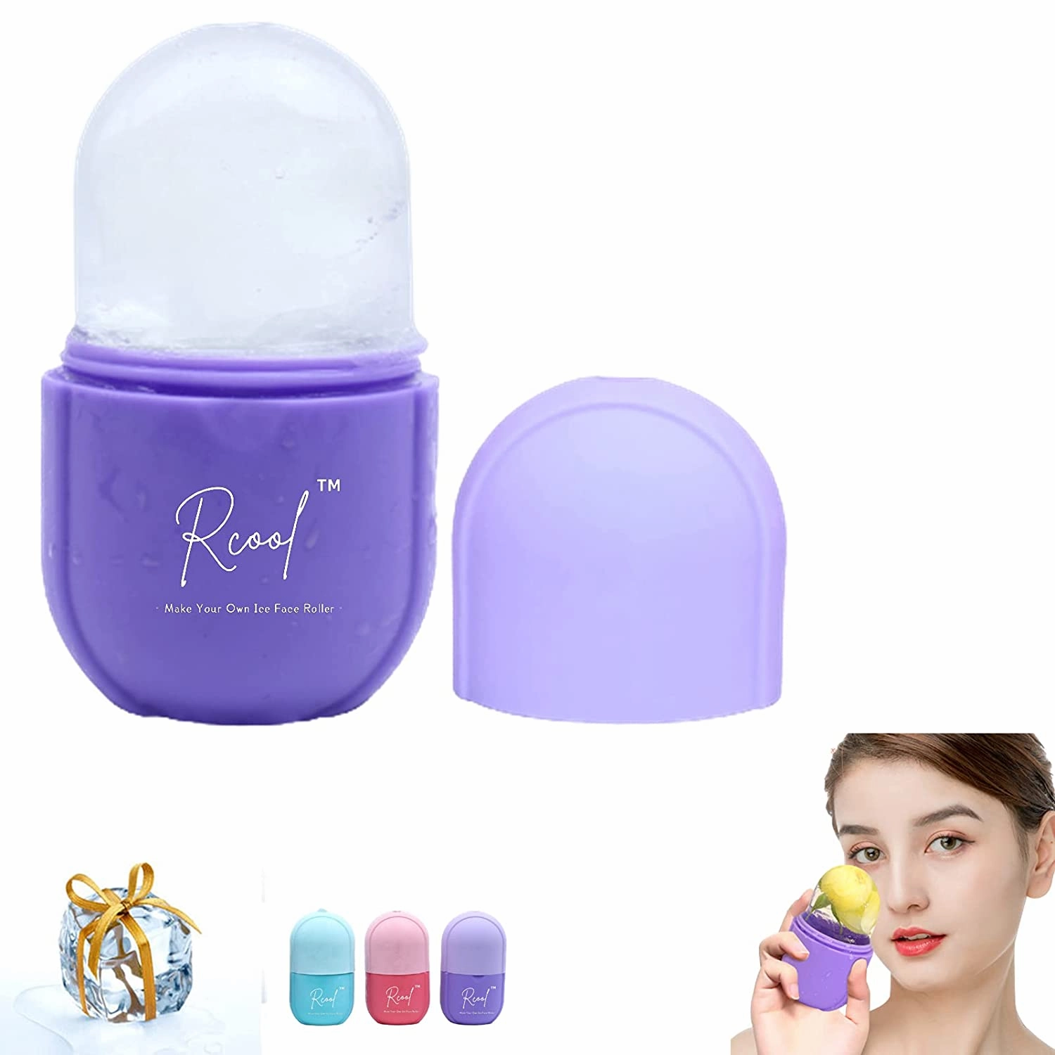 Rcool Ice Face Roller 2021& Gua Sha,Face Massager,Facial Beauty Ice Roller Skin Care Tools,Skin Care Products-For Face&Eyes,Remove Fine Lines,Shrink Pores,Reduce Acne and Lubricate the Skin. (Pink)