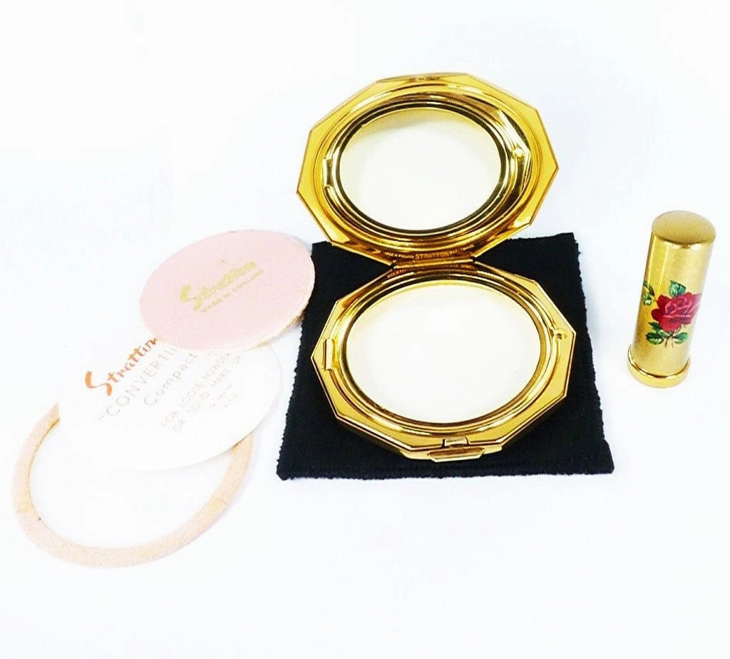 Red Roses Stratton Vanity Set In Original Box Unused 1960s