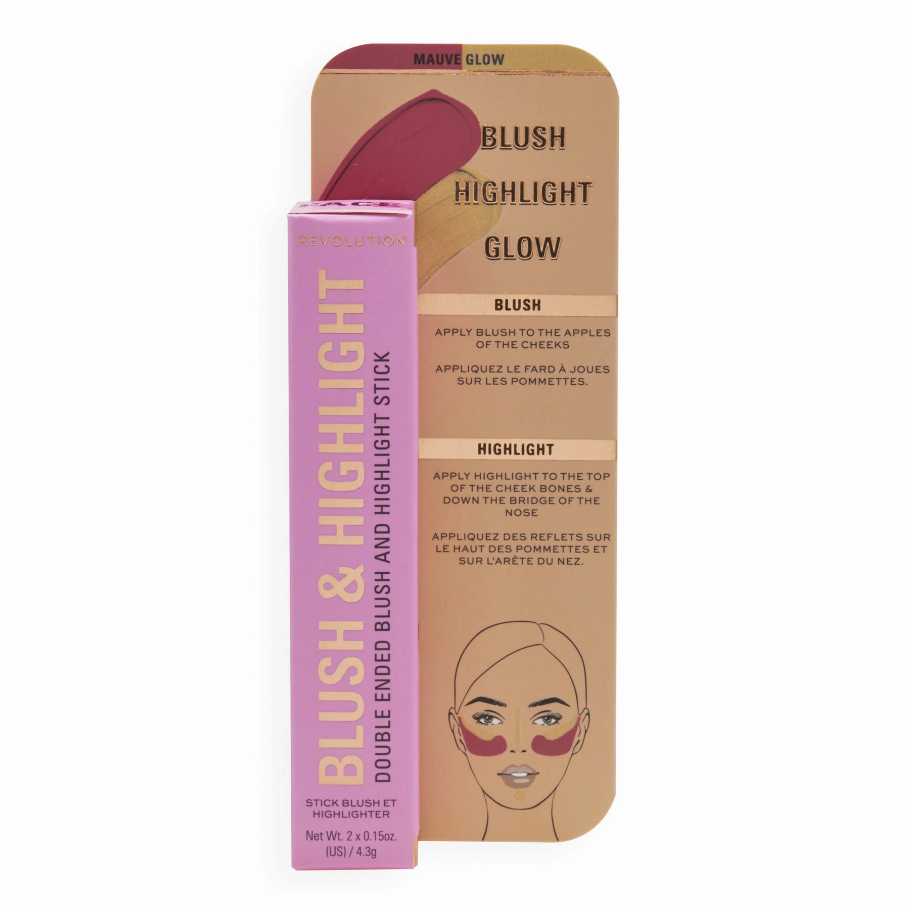 Revolution Blush & Highlight Stick Champagne Shine 8.6g
