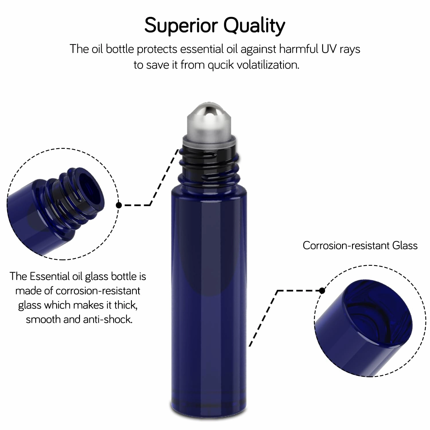 Roller Bottles for Oils 10 Ml (Amber Glass and Blue Glass, 6 Pack, 1 Extra Stainless Steel Balls, 12 Labels, 1 Opener, 1 Funnels Essential Oil Roller Bottles, Roller on Bottles