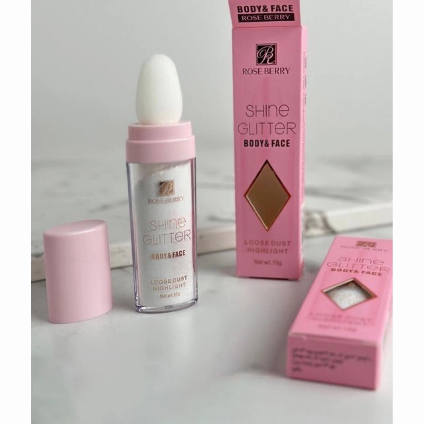 Rose Berry Shine Glitter Loose Dust Highlight For Body & Face - 10g
