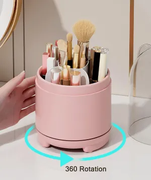 Rotating 360 Makeup Brush Holder Organizer with Lid Storage for with Clear Acrylic Spinning Cosmetics Holders Storage Cup for Vanity Desktop Bathroom Countertop