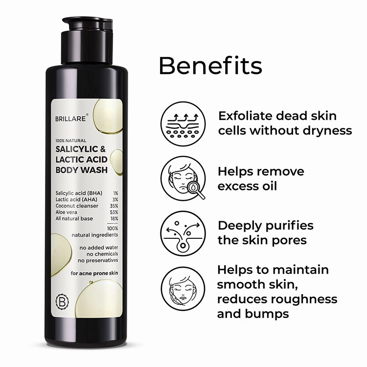Salicylic Acid Face Wash & face serum & Body Wash & Body Lotion with Jade Roller & Pink Pouch Combo