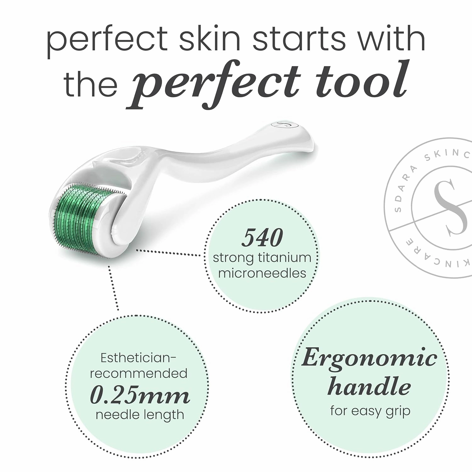 Sdara Derma Roller Microneedling Roller for Face - Includes Free Storage Case (1-Pack), Unisex