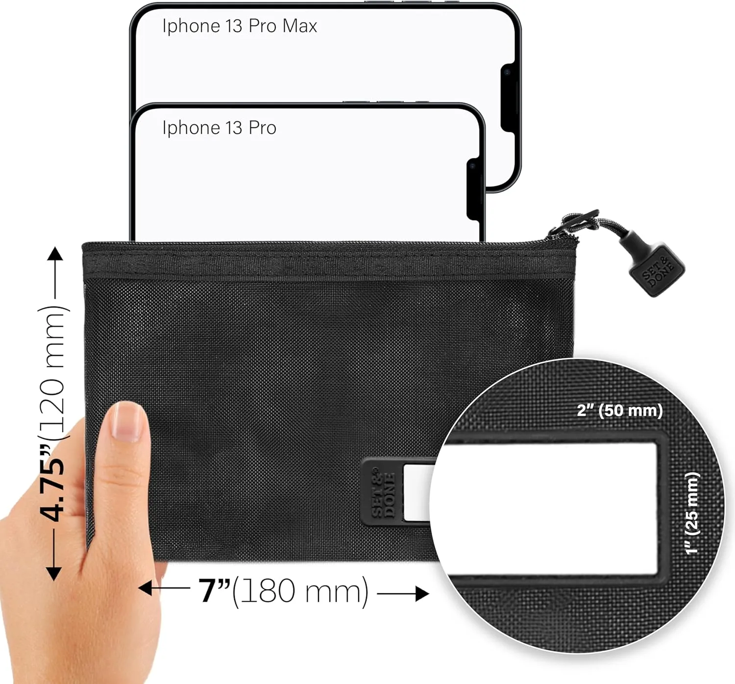 Set & Done - Zipper Mesh Bags 7"x 5" Size S Clear Pouch for Storage Small Items Makeup Accessories & Office Organizers, Travel Easy