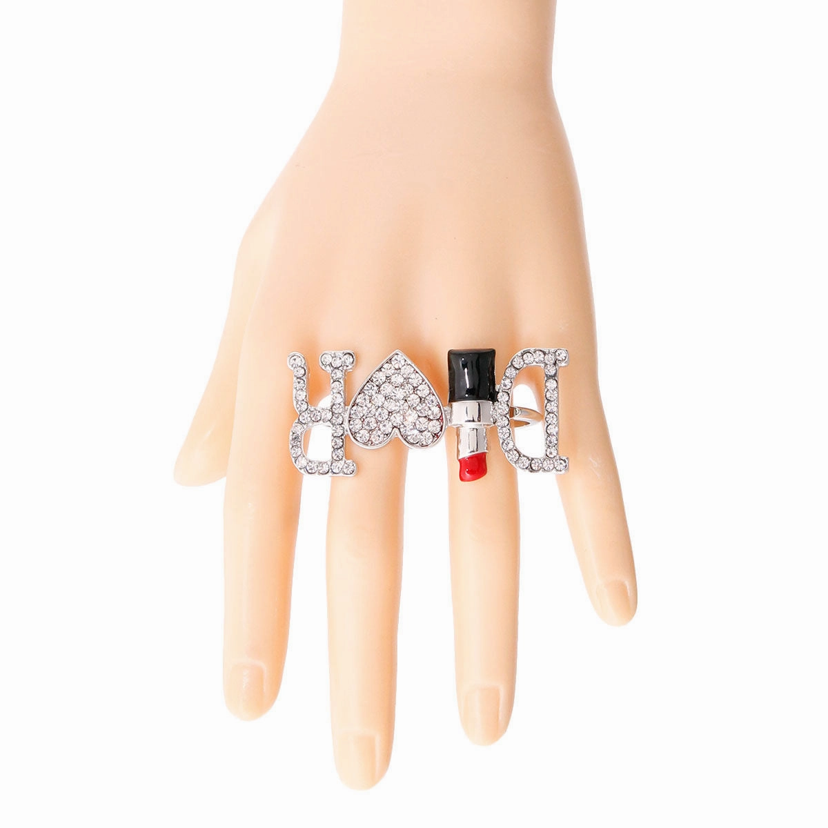 Silver Dior 2 Finger Ring