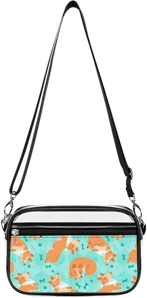 Sleeping Corgi Fashion Clear Crossbody Bags Stadium Approved Shoulder Purse for Concerts Sports Events Festival