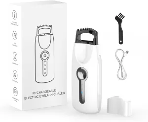 Smiling Shark Heated Eyelash Curlers, 2024 New 5D Push Heated Lash Curler with 3 Temp & 8s Quick Heating Up Tiny/Professional/Frosted Texture and Clear View Easy Curls Every Lash, ES-02(White)