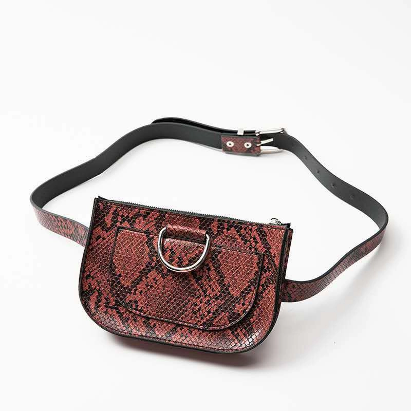 Snake Print Half Round Waist Bag