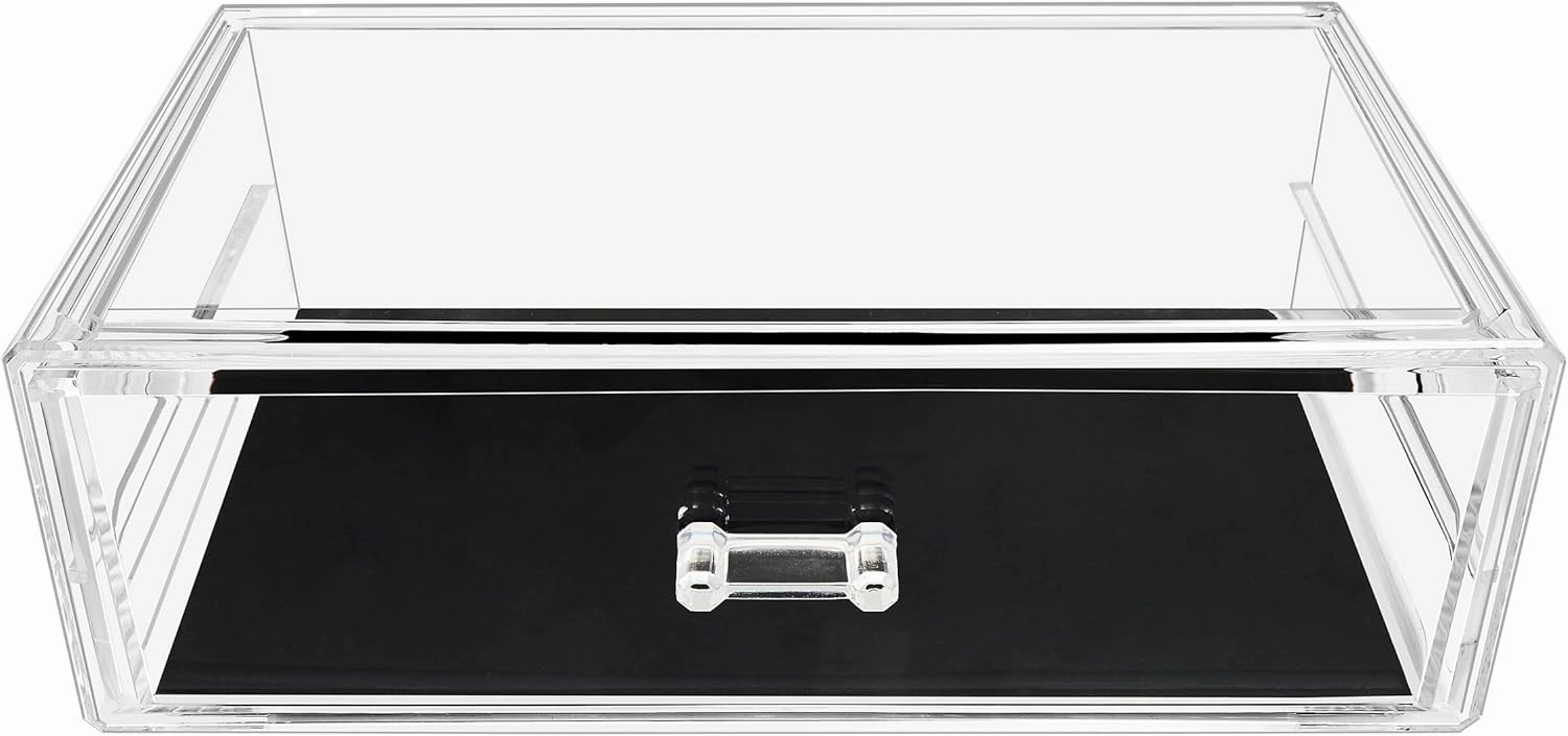 Sorbus Stackable Acrylic Drawers - 1 Clear Storage Drawers for Organizing Make up Palettes, Nail Hair Accessories, Cosmetics & Beauty Supplies - 11.75"W Makeup Organizer for Vanity, Bathroom Organizer