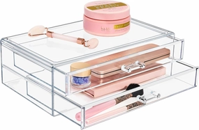 Sorbus Stackable Acrylic Drawers - 2 Clear Storage Drawers for Organizing Make up Palettes, Nail Polish, Hair Accessories, Cosmetics & Beauty Supplies - Makeup Organizer for Vanity, Bathroom Organizer