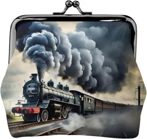 Steam Train Clouds print Coin Purse, Mini Change Purse for Women Small Coin Purse for Key Headset Lipstick