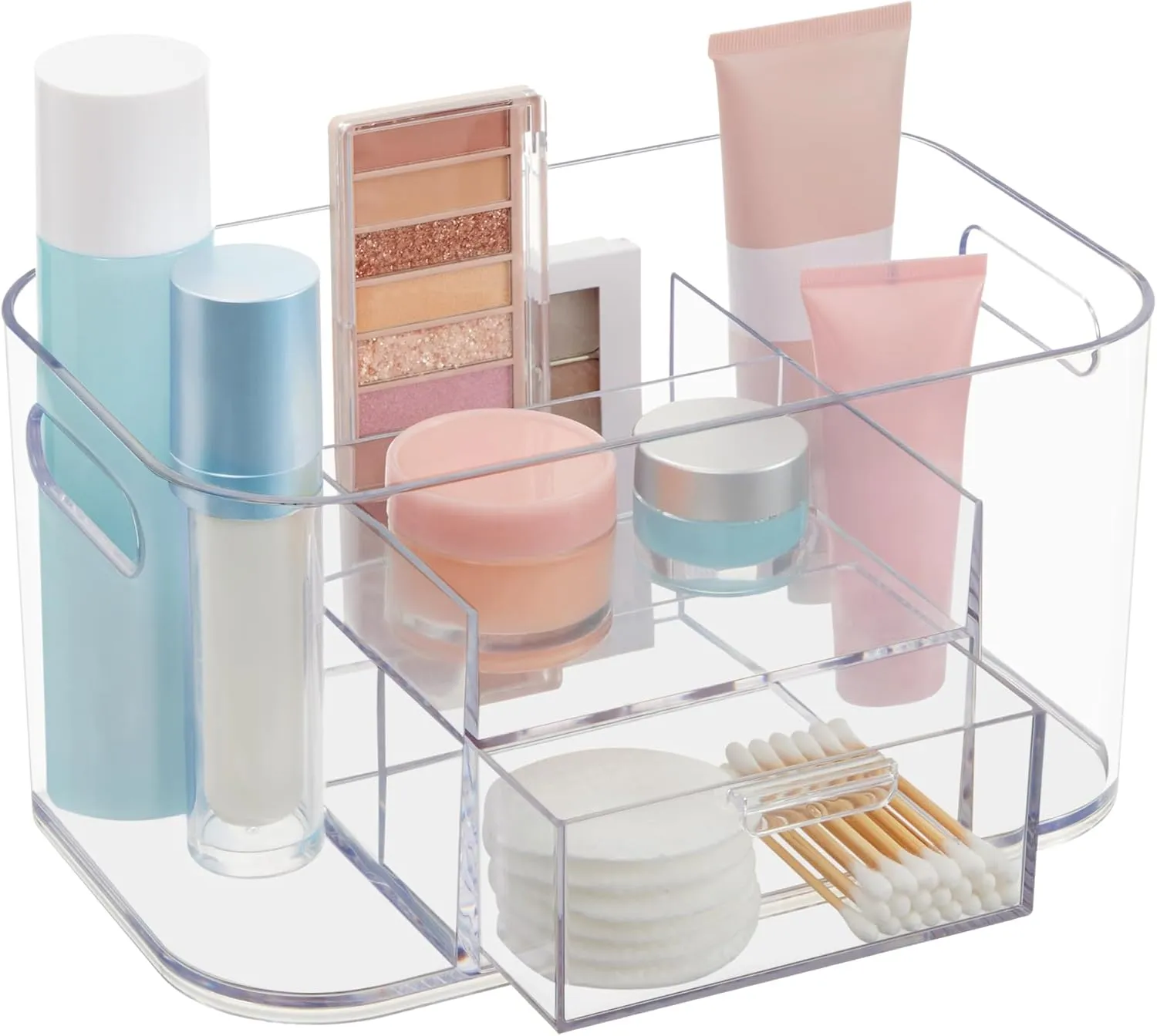 STORi Bliss Clear Makeup Organizer for Countertop, Divided Bathroom Organizer & Storage Drawer, Makeup Brush Holder, Cosmetic & Nail Polish Organizer, Made in USA