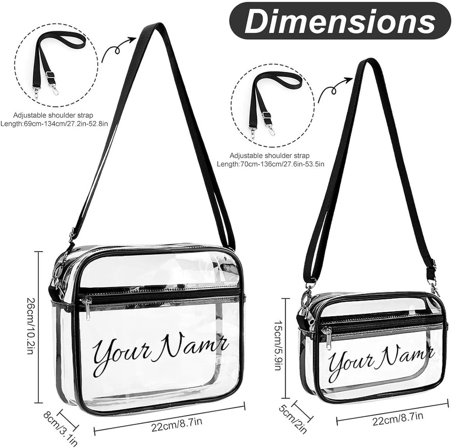 Stylish Clear Crossbody Bag - PVC Transparent Messenger Bag with Adjustable Strap for Work, Travel and Daily Use