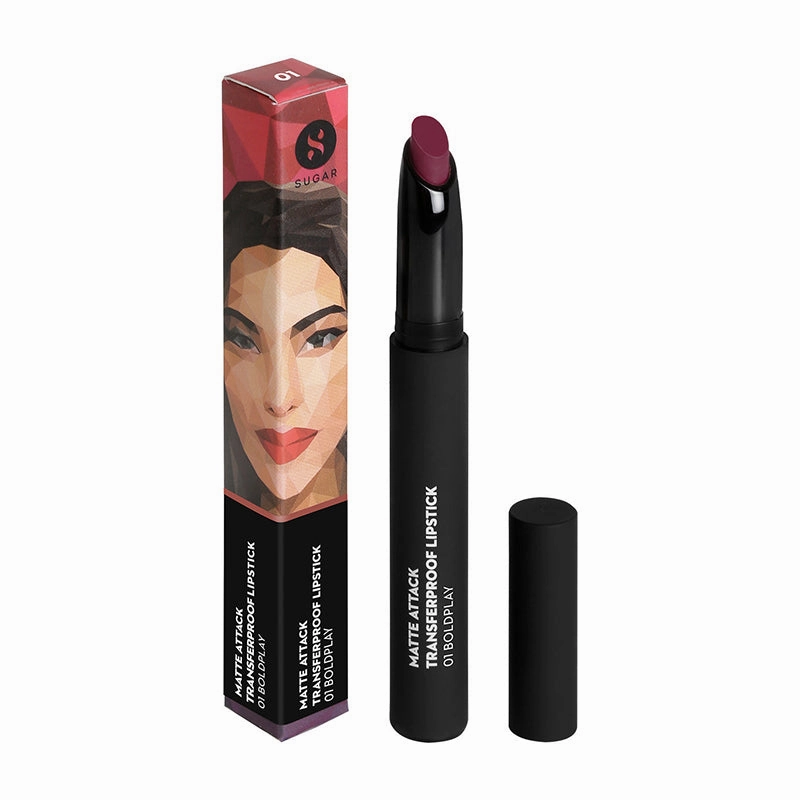 SUGAR Matte Attack Transferproof Lipstick - 01 Bold Play (Cardinal Pink) (2g)