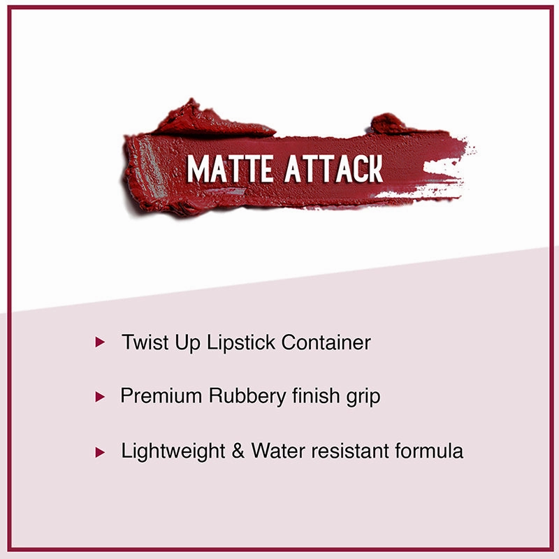 SUGAR Matte Attack Transferproof Lipstick - 04 Maroon Vibe (Dark Red) (2g)