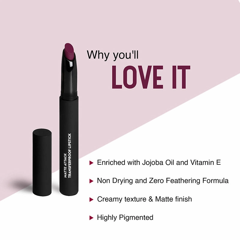 SUGAR Matte Attack Transferproof Lipstick - 08 Daft Pink (Deep Pink) (2g)