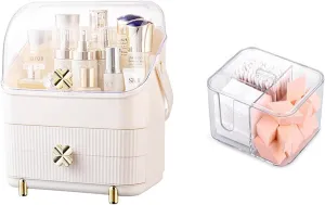 SUNFICON Makeup Organizer Holder Cosmetic Storage Box and Cotton Pads Holder Organizer