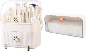 SUNFICON Makeup Organizer Holder Cosmetic Storage Box and Wall Mounted Cotton Pads Holder