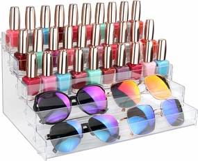 Sunglass Organizer Easy Snap-on Assembly, Acrylic Sticker Display Stand for Vendors, Nail Polish Holder Nail Desk Essential Oil Lipstick Storage,Clear Sunglasses Perfume Organizer (5 Layers)