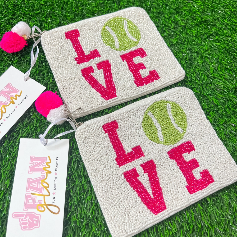 TENNIS BALL BEADED LOVE COIN BAG