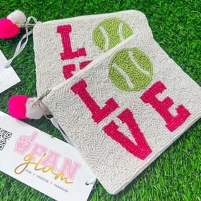 TENNIS BALL BEADED LOVE COIN BAG