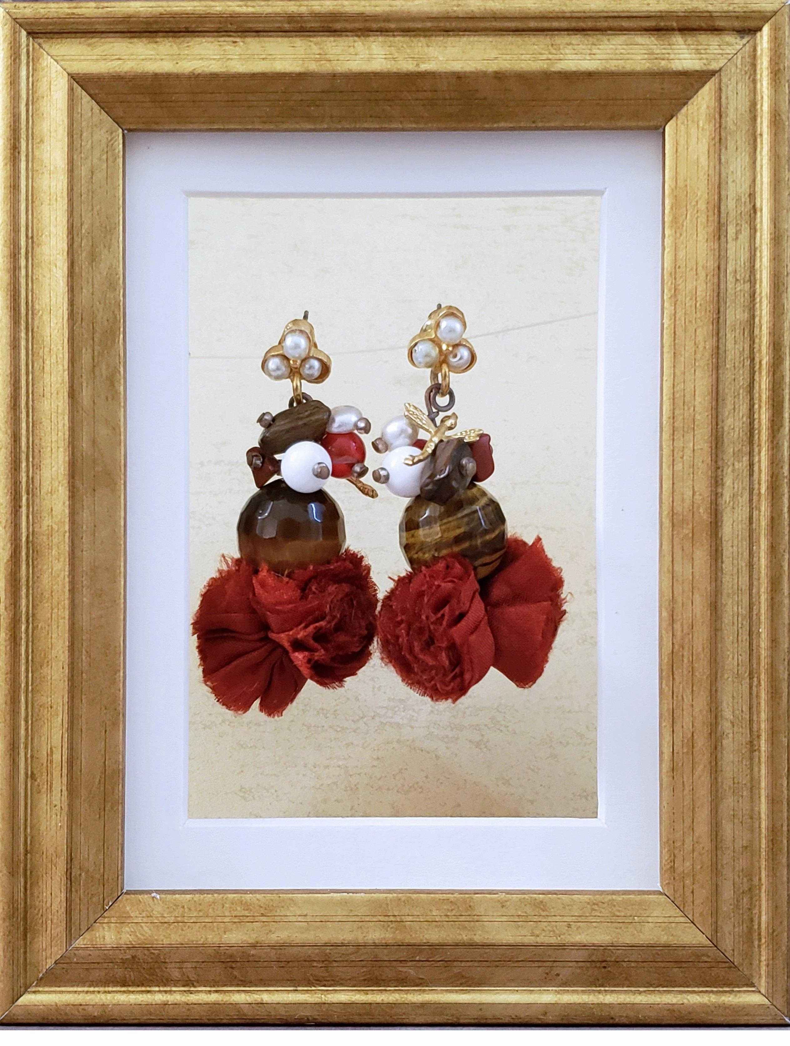 Tiger's Eye and Pearl Earrings