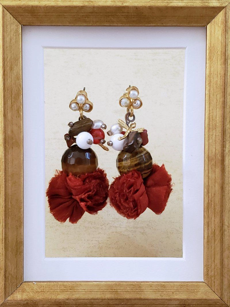 Tiger's Eye and Pearl Earrings