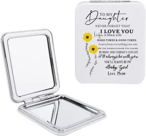to My Daughter Sunflower Gifts from Mom, Daughter Makeup Mirror, Inspirational Gifts for Daughter Gift Ideas for Christmas, Birthday, Graduation