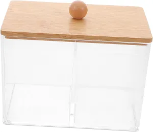 Transparent Cotton Pad Storage Box with Lid Stylish Desktop Organizer for Makeup Brushes Cotton Swabs and Bathroom Accessories Elegant Wave Pattern Design for Chic Home Decor