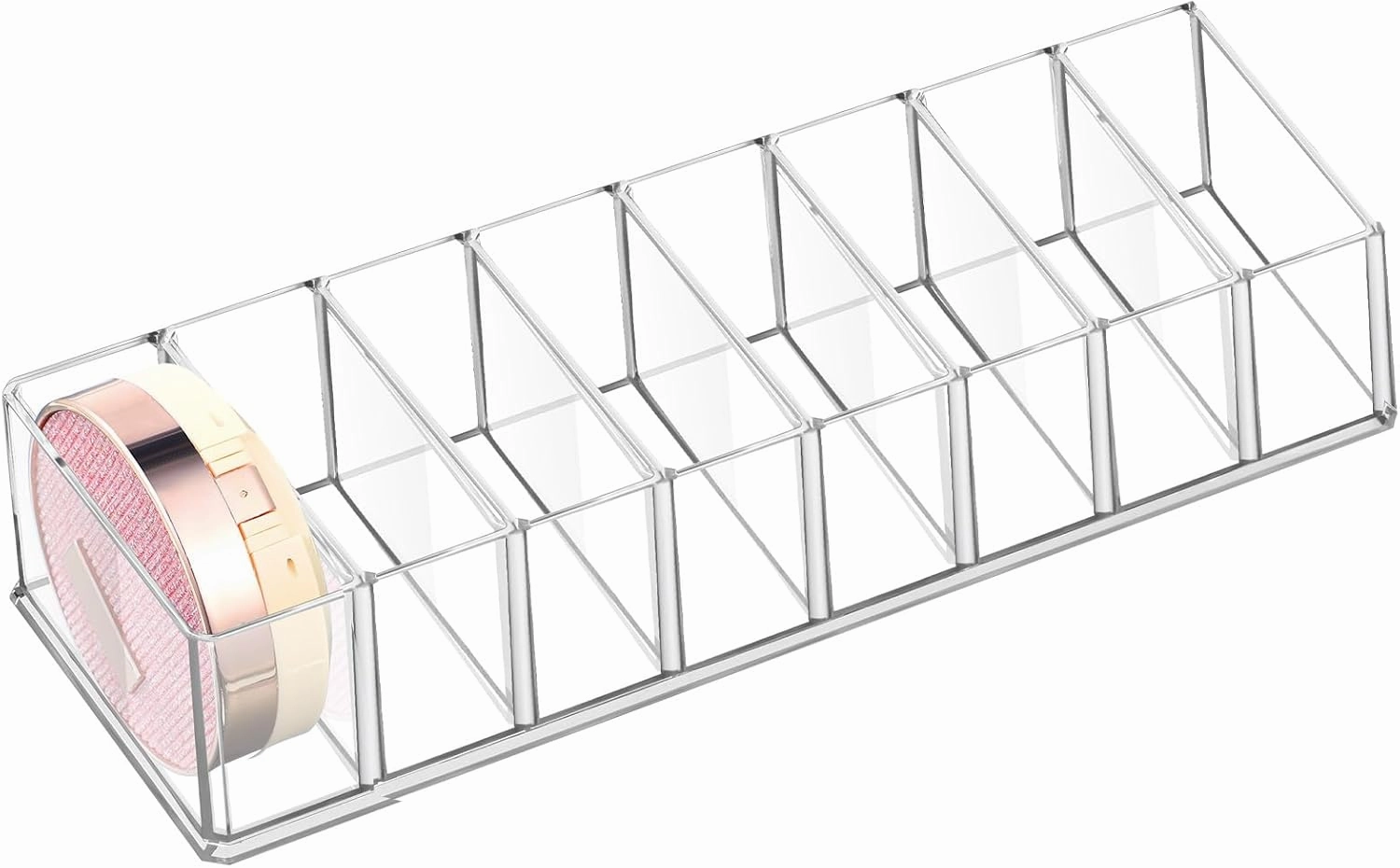 Tuanse 8 Pcs Acrylic Makeup Compact Organizer Detachable 8 Spaces Clear Vanity Drawer Organizer Eyeshadow Palette Storage for Lipstick Highlighter, Skincare Cosmetic Display Cases for Bathroom