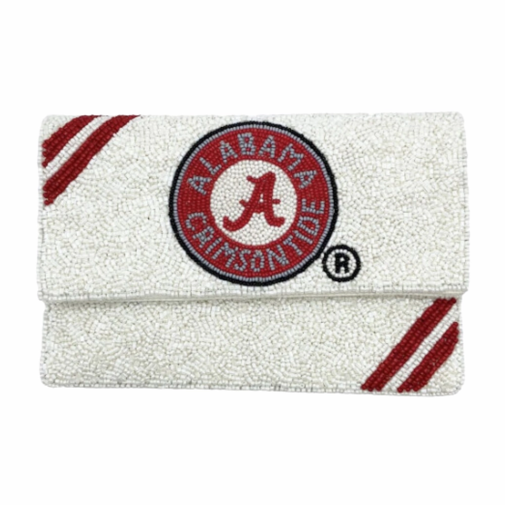 UNIVERSITY OF ALABAMA CRIMSON TIDE MINI BEADED CLUTCH