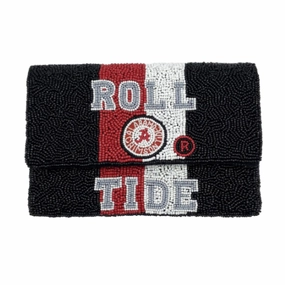 UNIVERSITY OF ALABAMA ROLL TIDE MINI BEADED CLUTCH