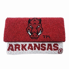 UOFA UNIVERSITY OF ARKANSAS RAZORBACK BEADED MINI CLUTCH