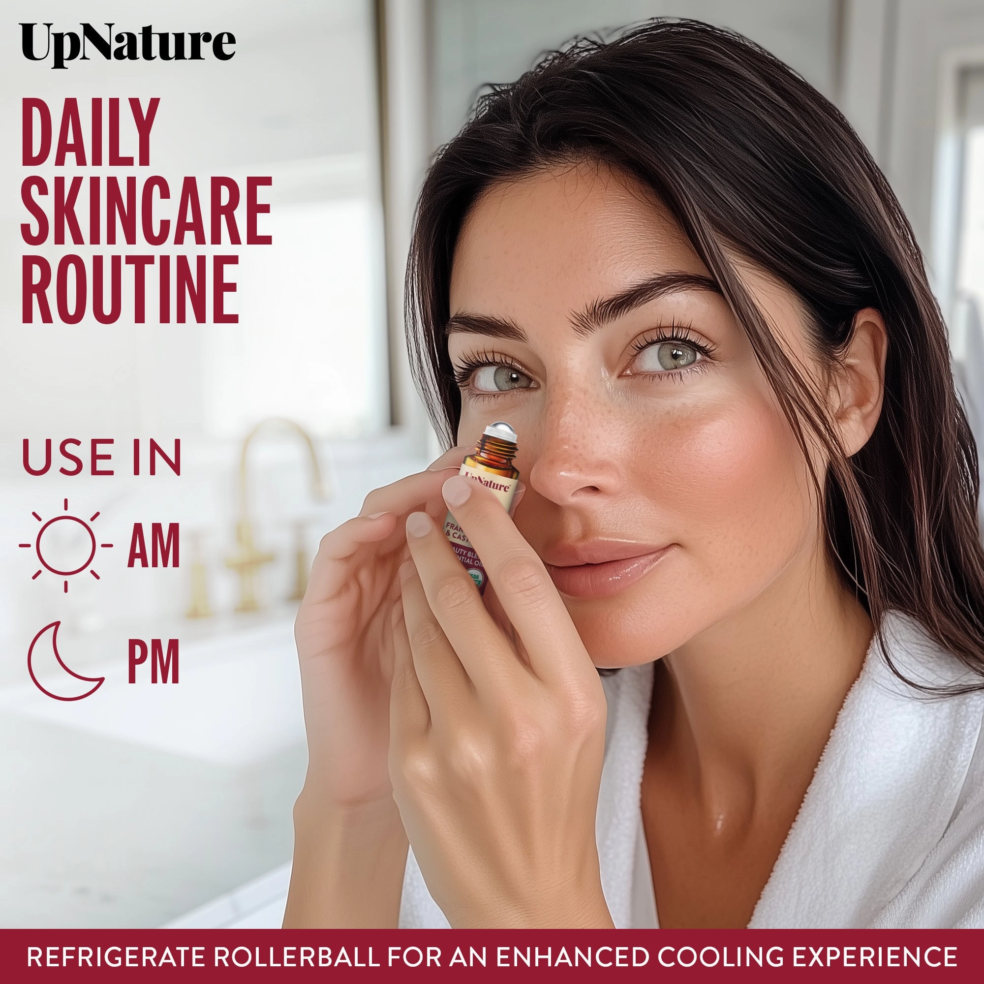 UpNature Beauty Essential Oil Blend Roll On - 100% Organic Castor Oil & Frankincense for Face Under Eye Roller Ball Rollerball