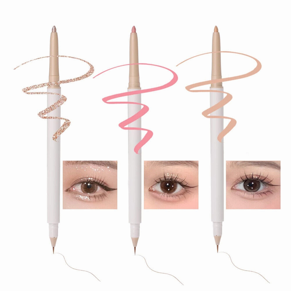 US 5-10Pc Double Ended Highlighter Liner 2 in 1 Makeup Pen Lying Silkworm Pencil