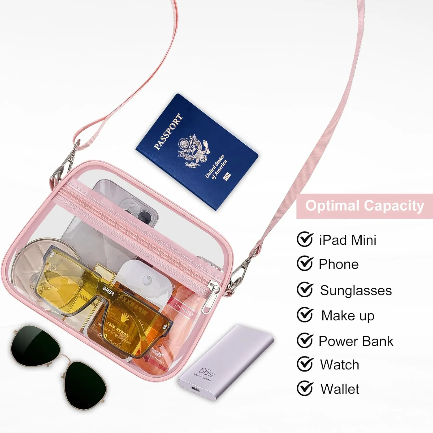 USPECLARE Clear Bag for Stadium Events Clear Purse for Women and Men for Sports Events Concerts Festivals