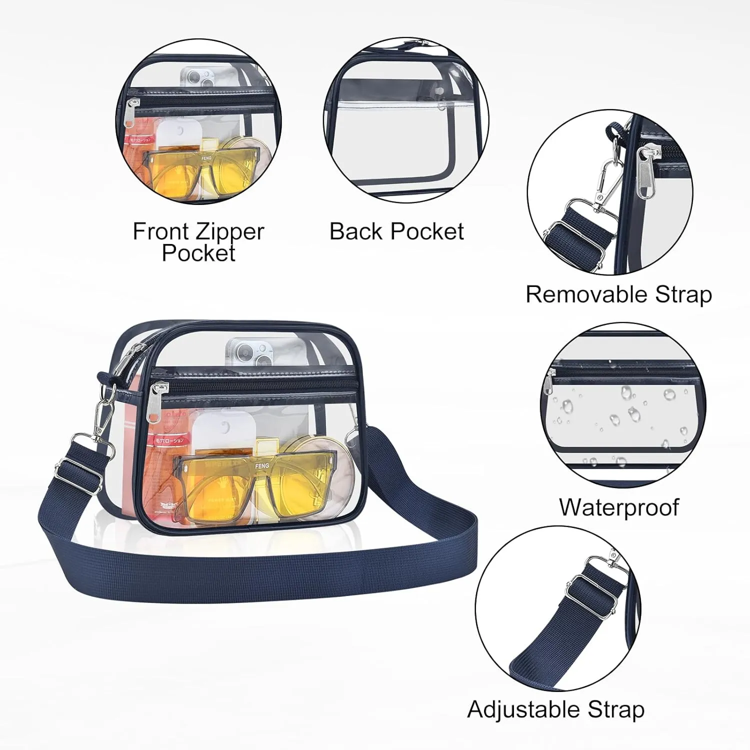 USPECLARE Clear Bag for Stadium Events Clear Purse for Women and Men for Sports Events Concerts Festivals