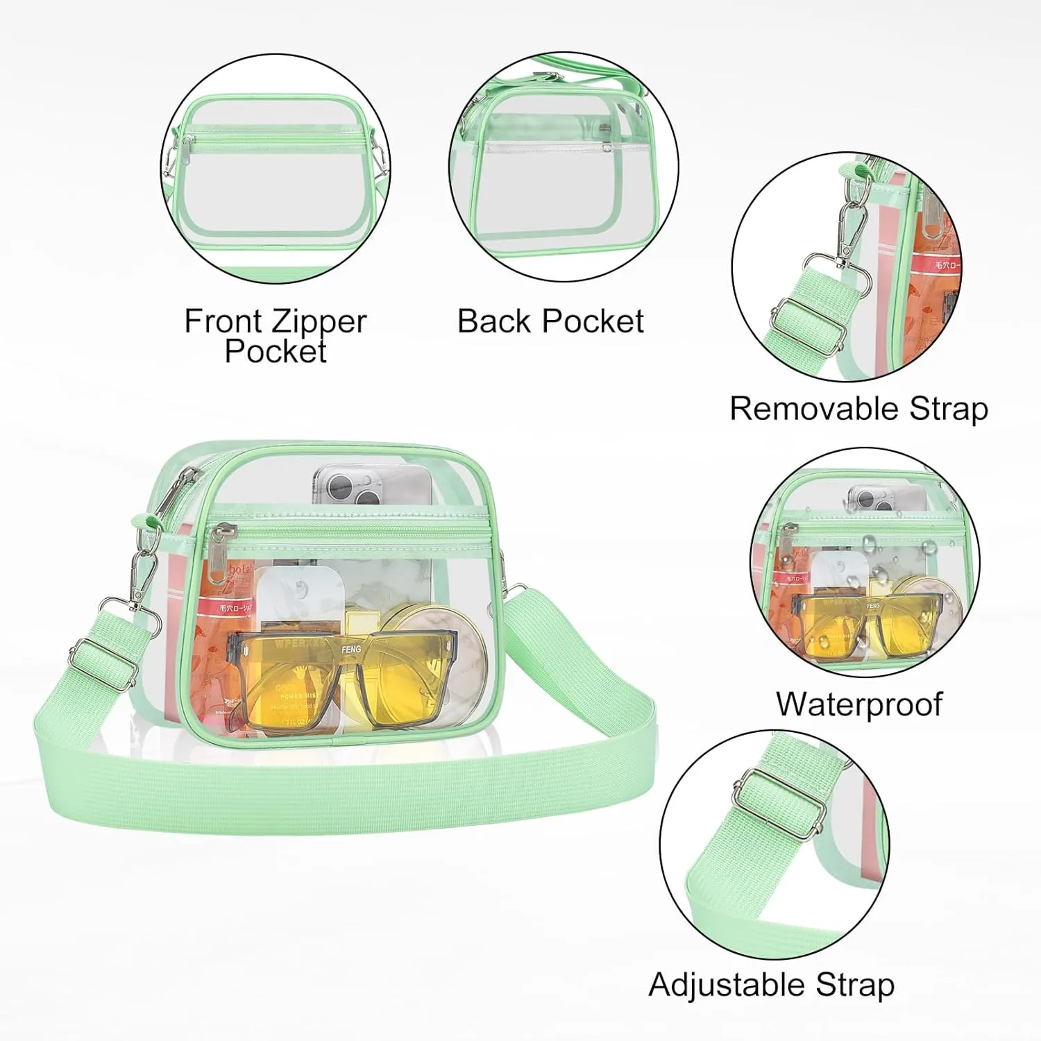 USPECLARE Clear Bag for Stadium Events Clear Purse for Women and Men for Sports Events Concerts Festivals