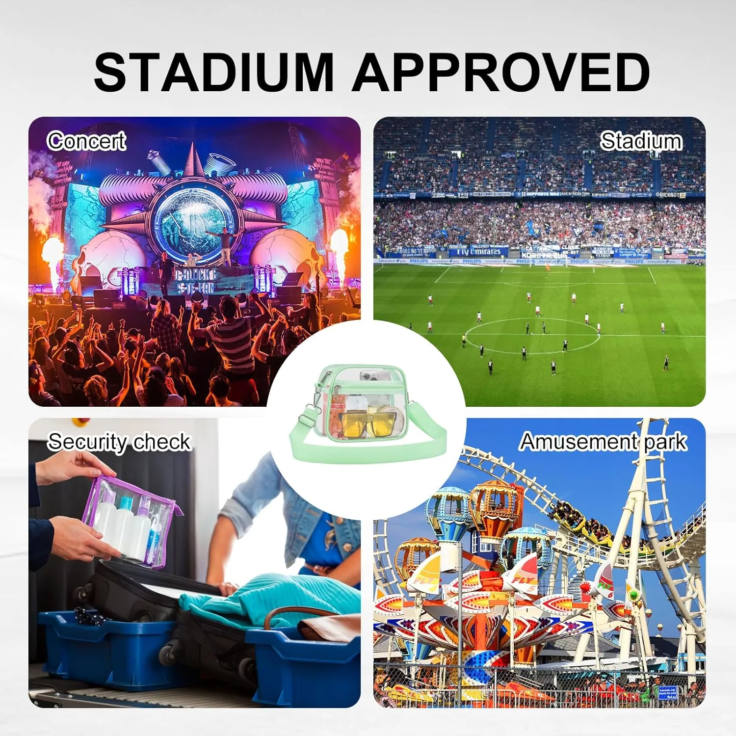 USPECLARE Clear Bag for Stadium Events Clear Purse for Women and Men for Sports Events Concerts Festivals