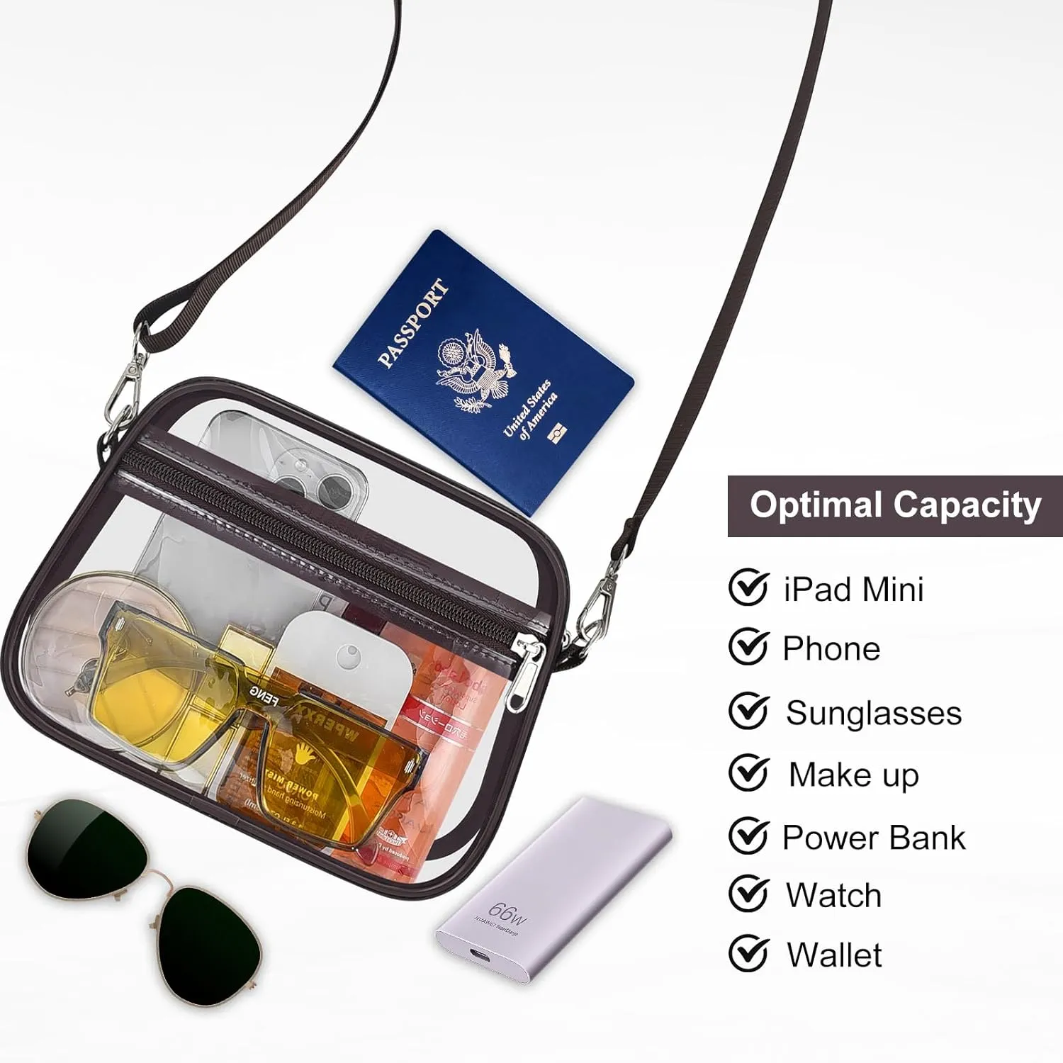 USPECLARE Clear Bag for Stadium Events Clear Purse for Women and Men for Sports Events Concerts Festivals