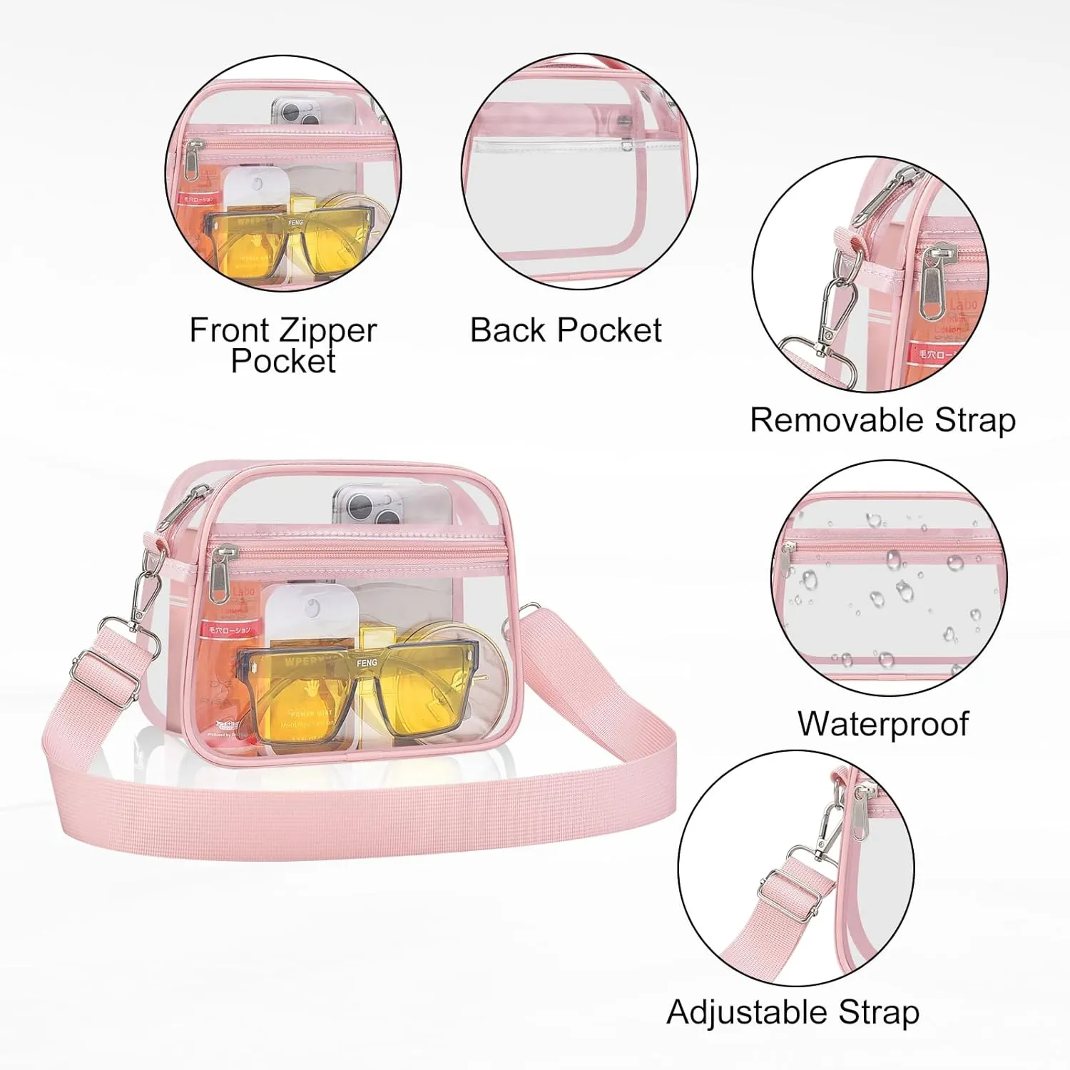 USPECLARE Clear Bag for Stadium Events Clear Purse for Women and Men for Sports Events Concerts Festivals