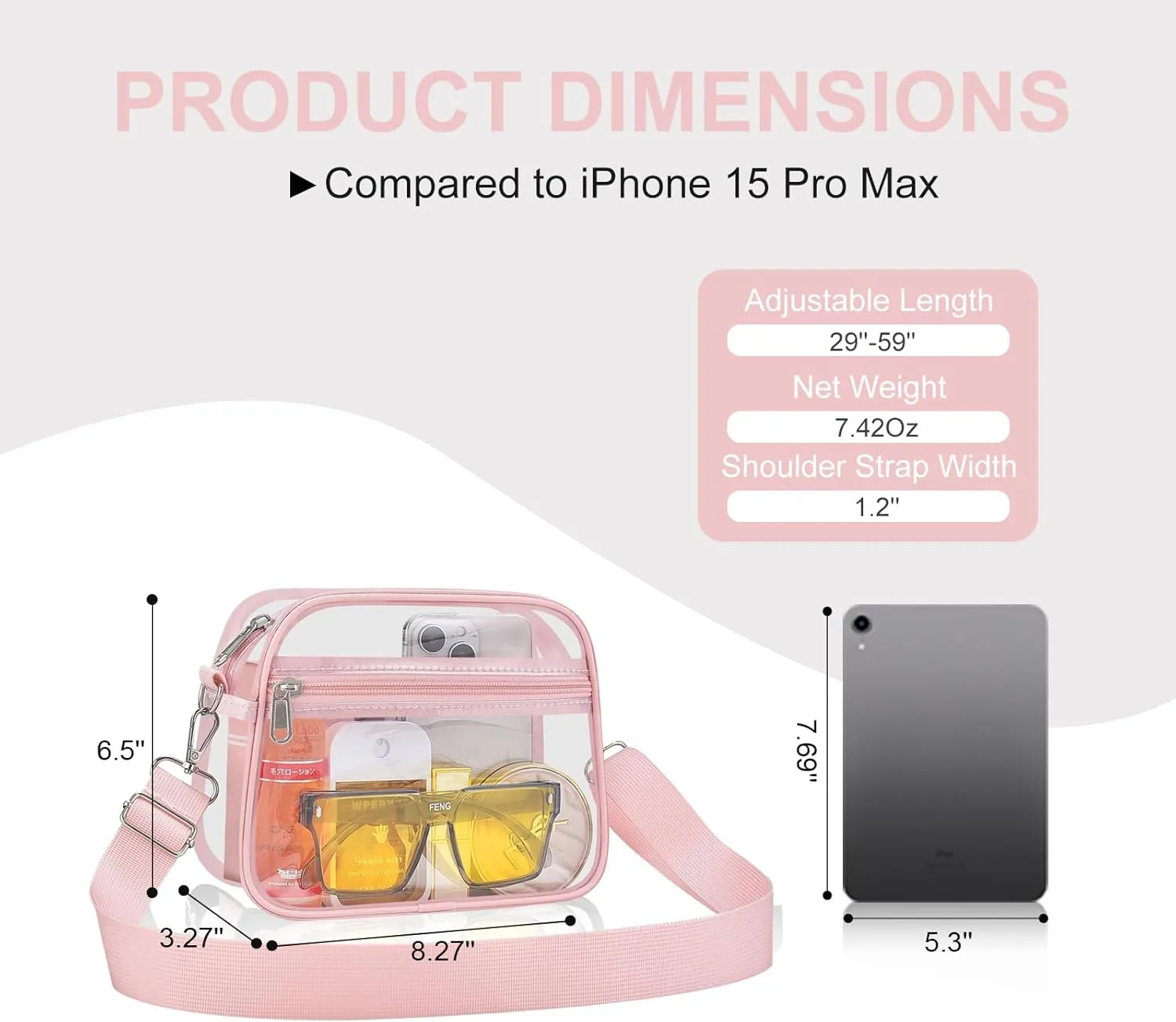 USPECLARE Clear Bag for Stadium Events Clear Purse for Women and Men for Sports Events Concerts Festivals
