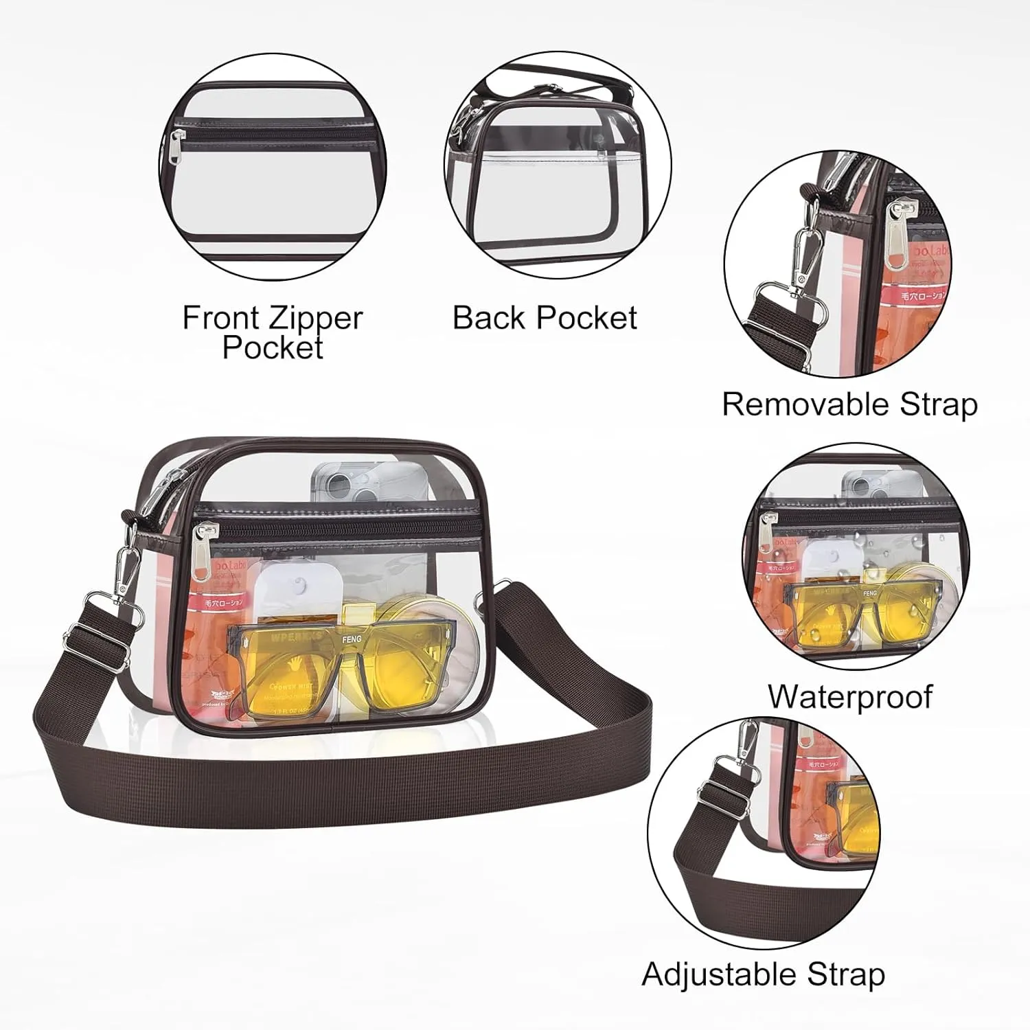 USPECLARE Clear Bag for Stadium Events Clear Purse for Women and Men for Sports Events Concerts Festivals