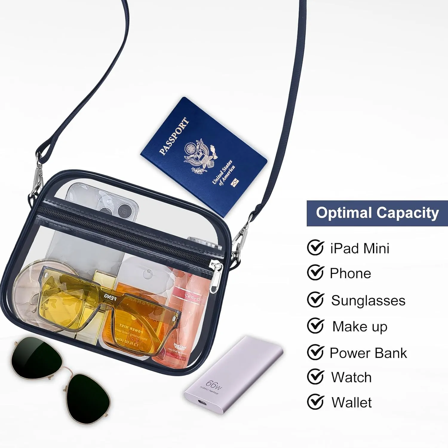 USPECLARE Clear Bag for Stadium Events Clear Purse for Women and Men for Sports Events Concerts Festivals