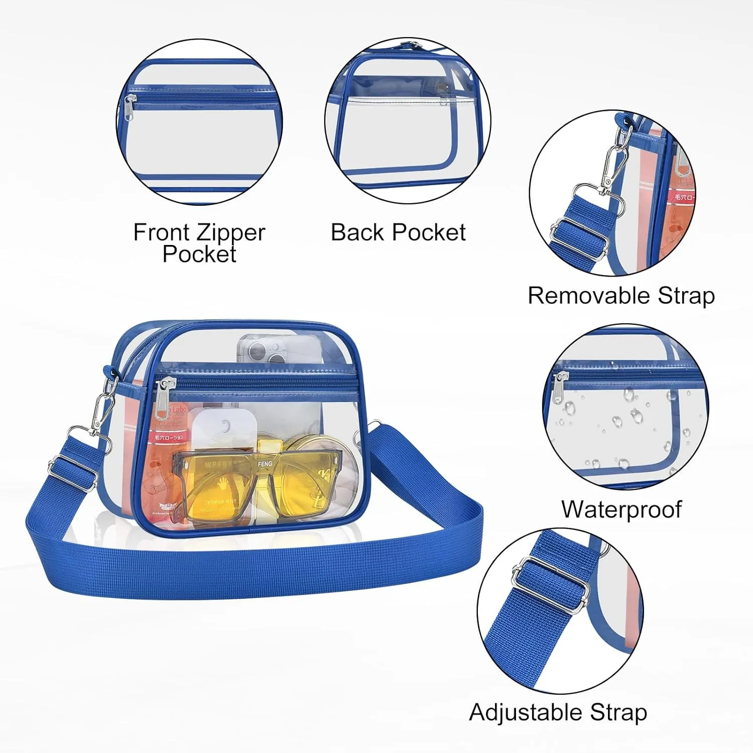 USPECLARE Clear Bag for Stadium Events Clear Purse for Women and Men for Sports Events Concerts Festivals