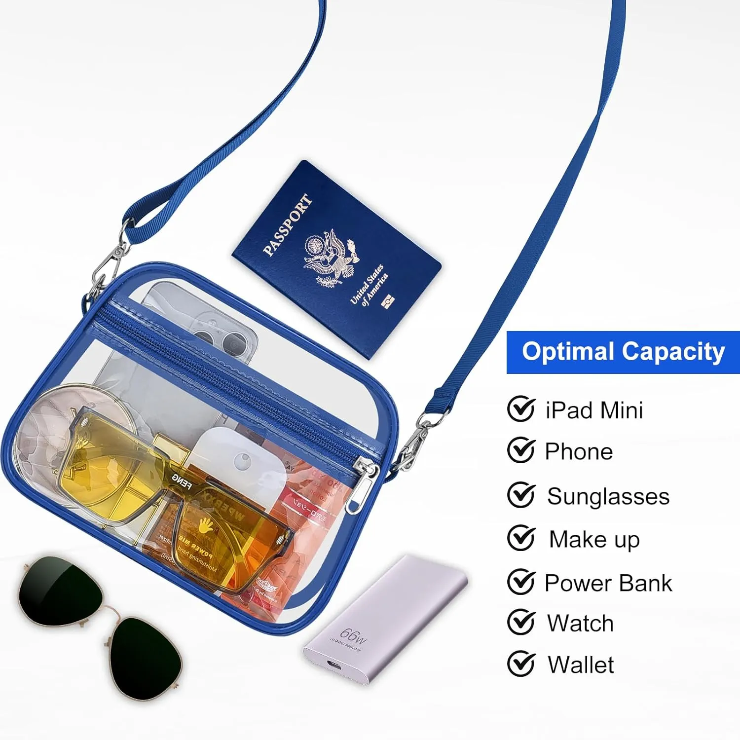 USPECLARE Clear Bag for Stadium Events Clear Purse for Women and Men for Sports Events Concerts Festivals