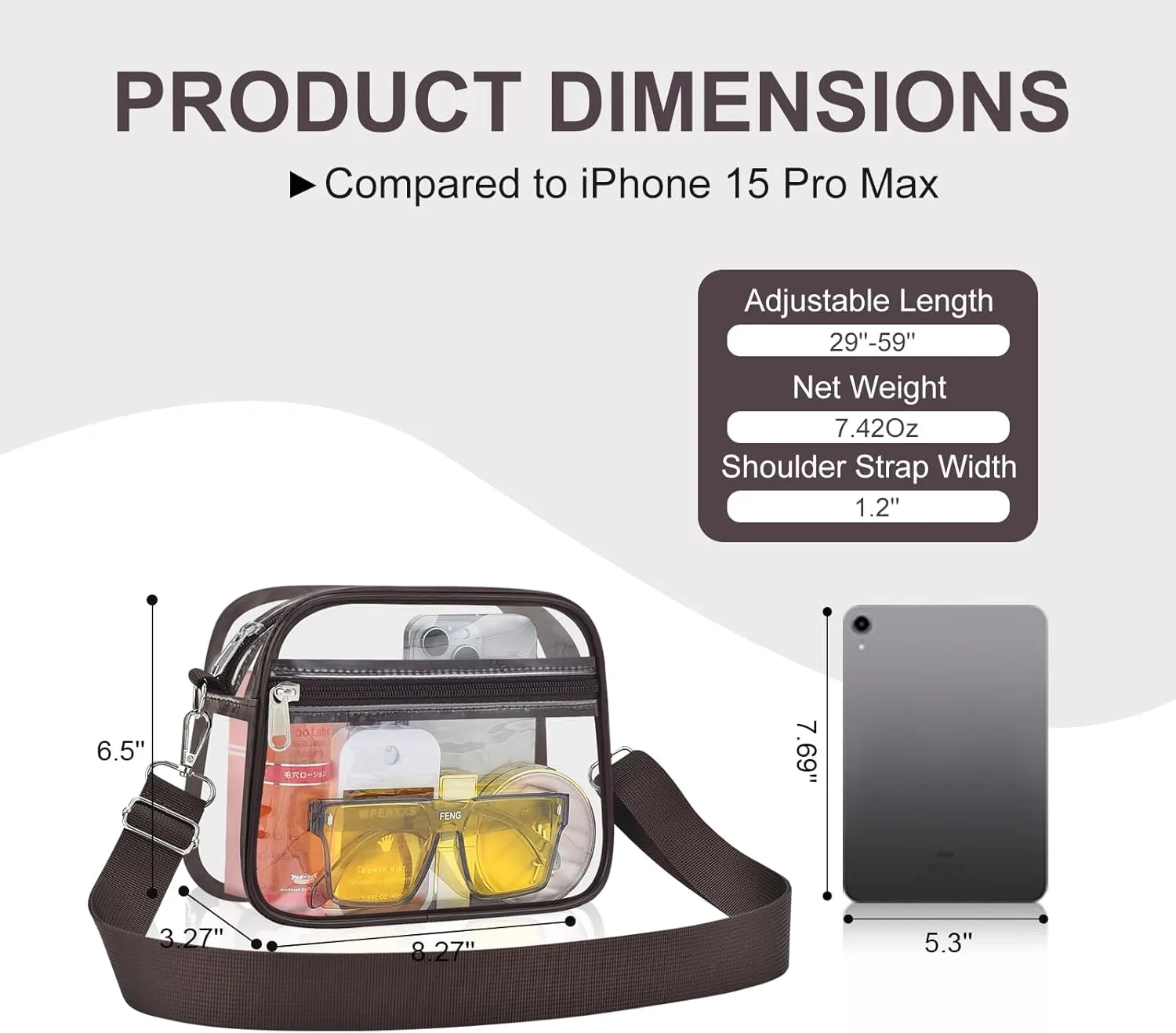 USPECLARE Clear Bag for Stadium Events Clear Purse for Women and Men for Sports Events Concerts Festivals