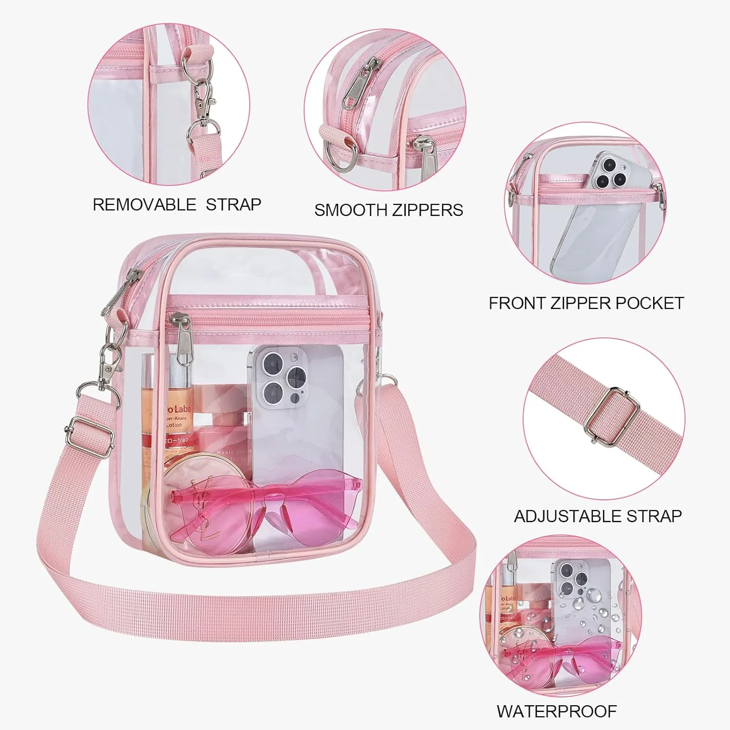 USPECLARE Clear Purse Stadium Approved CrossBody Bag for Men and Women
